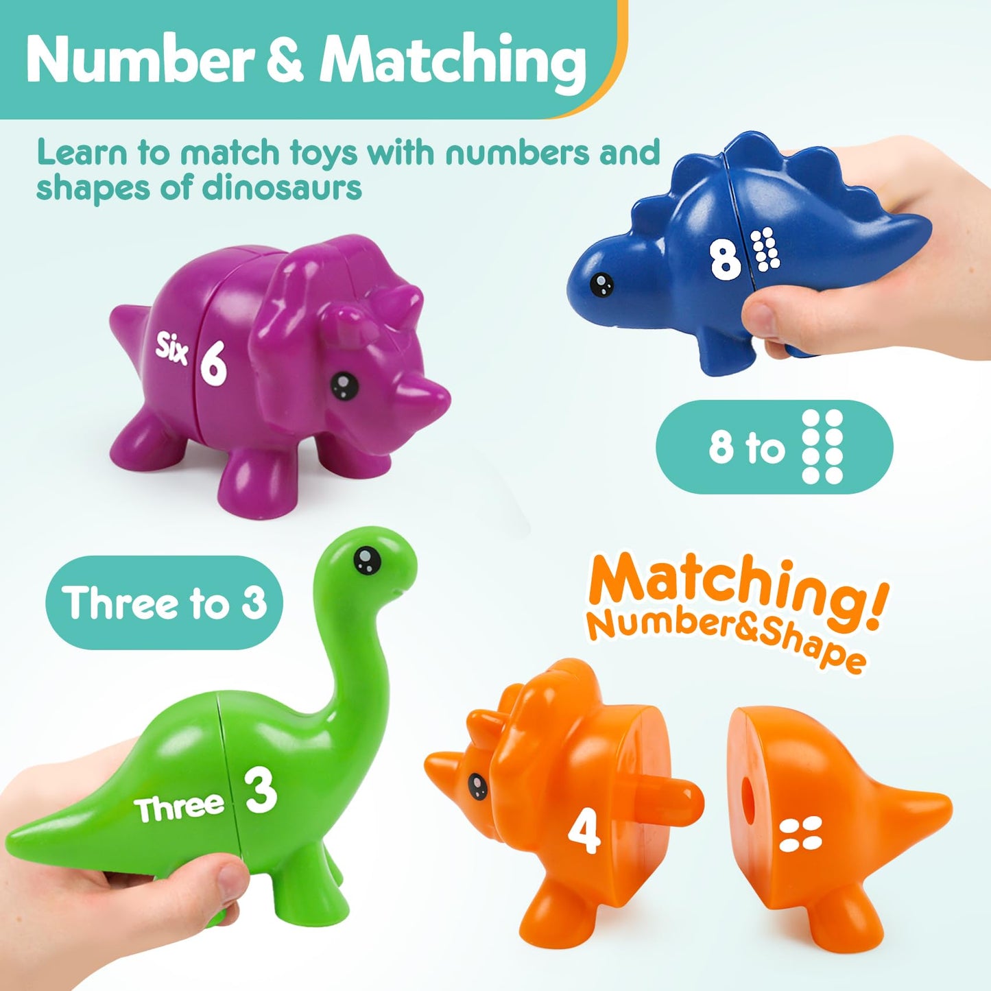 Matching Letters Counting Dinosaur Toys with Double-Sided ABC Alphabet Preschool Learning Uppercase Lowercase Sensory Sorting Educational Montessori Toy Sets for Kids Toddler Aged 3+ Years Old…