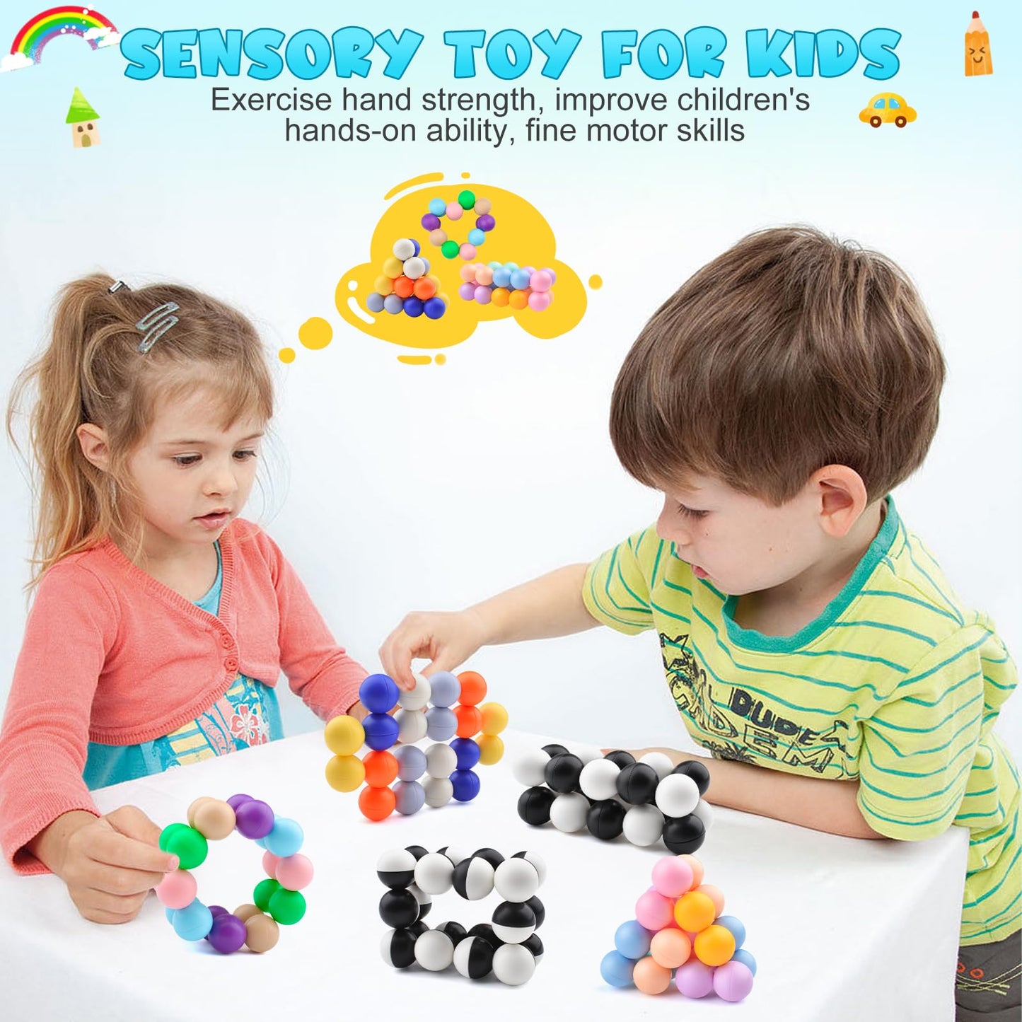 Autism Sensory Toys for Autistic Children, Fidget Toys for Adults Kids , Autism Toys for Toddlers 3-4, Easter Basket Stuffers Valentines Gift,Airplane Car Travel Toys for Kids Ages 3-5