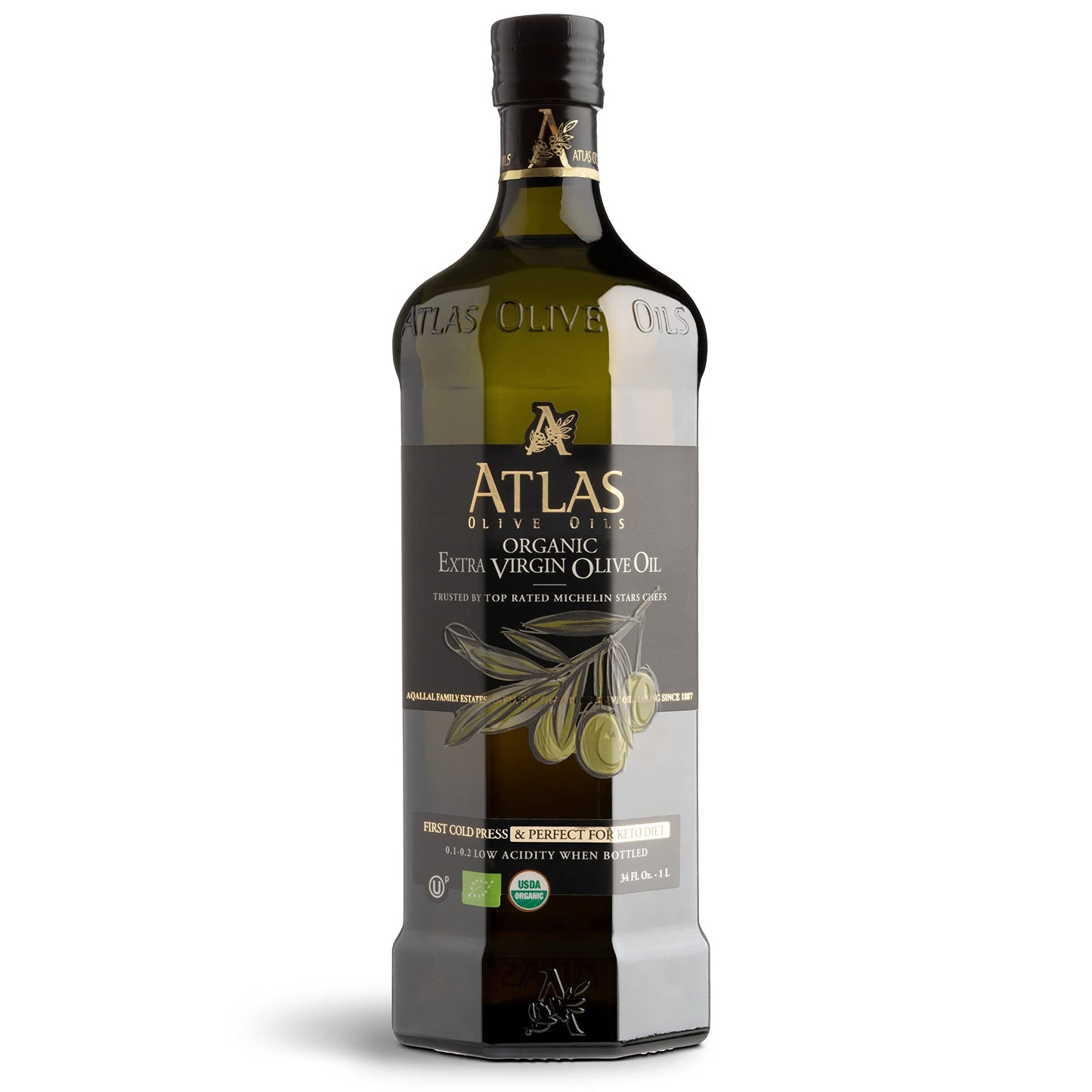 Atlas 750 mL Organic Cold Press Extra Virgin Olive Oil with Polyphenol Rich from Morocco | Newly Harvested Unprocessed from One Single Family Farm | Moroccan EVOO Trusted by Michelin Star Chefs