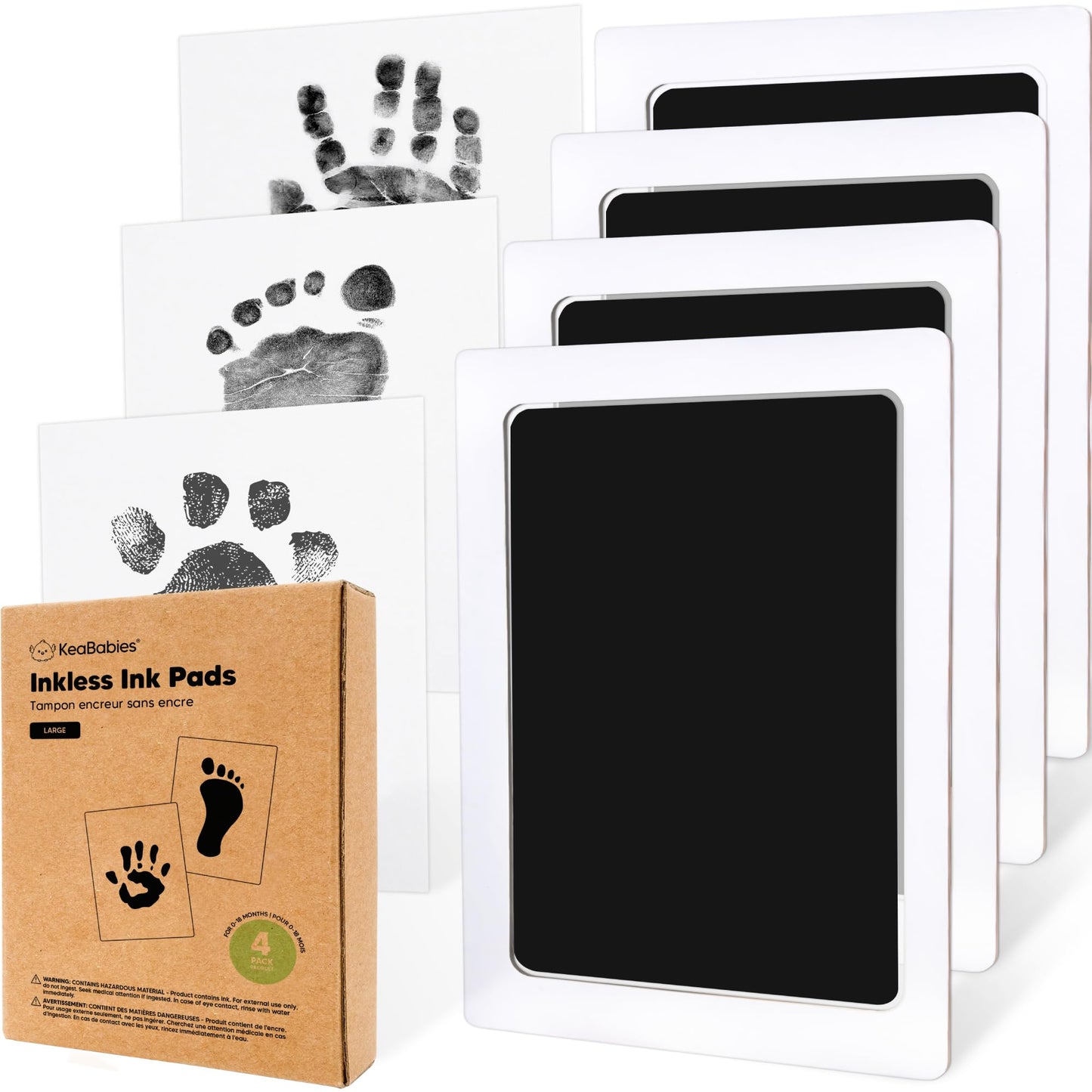 4-Pack Inkless Hand and Footprint Kit - Ink Pad for Baby Hand and Footprints - Dog Paw Print Kit,Dog Nose Print Kit - Baby Footprint Kit, Clean Touch Baby Foot Printing Kit, Handprint Kit (Jet Black)