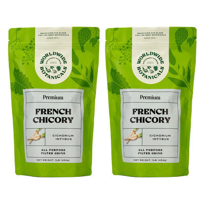 Worldwide Botanicals French Chicory Root - Brew Like Coffee, Blend Roasted Chicory Root With Coffee, Prebiotic Coffee Alternative, Acid Free, Caffeine Free, Kosher - 1 Pound