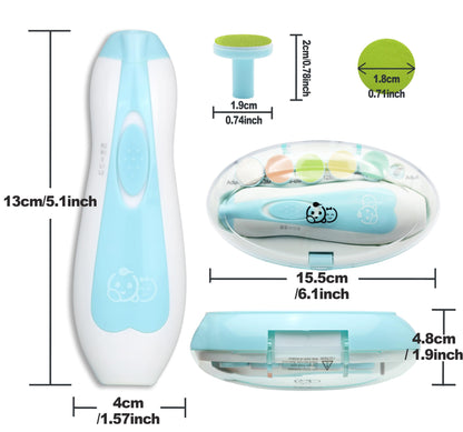 Royal Angels Baby Nail File 21 in 1, Safe Electric Baby Nail Buffer, Extra 13 Replacement Tools, Baby Nail Kit, Baby Nail Trimmer, Newborn Toddler Toes and Fingernails Clipper, Trim and Polish (Blue)