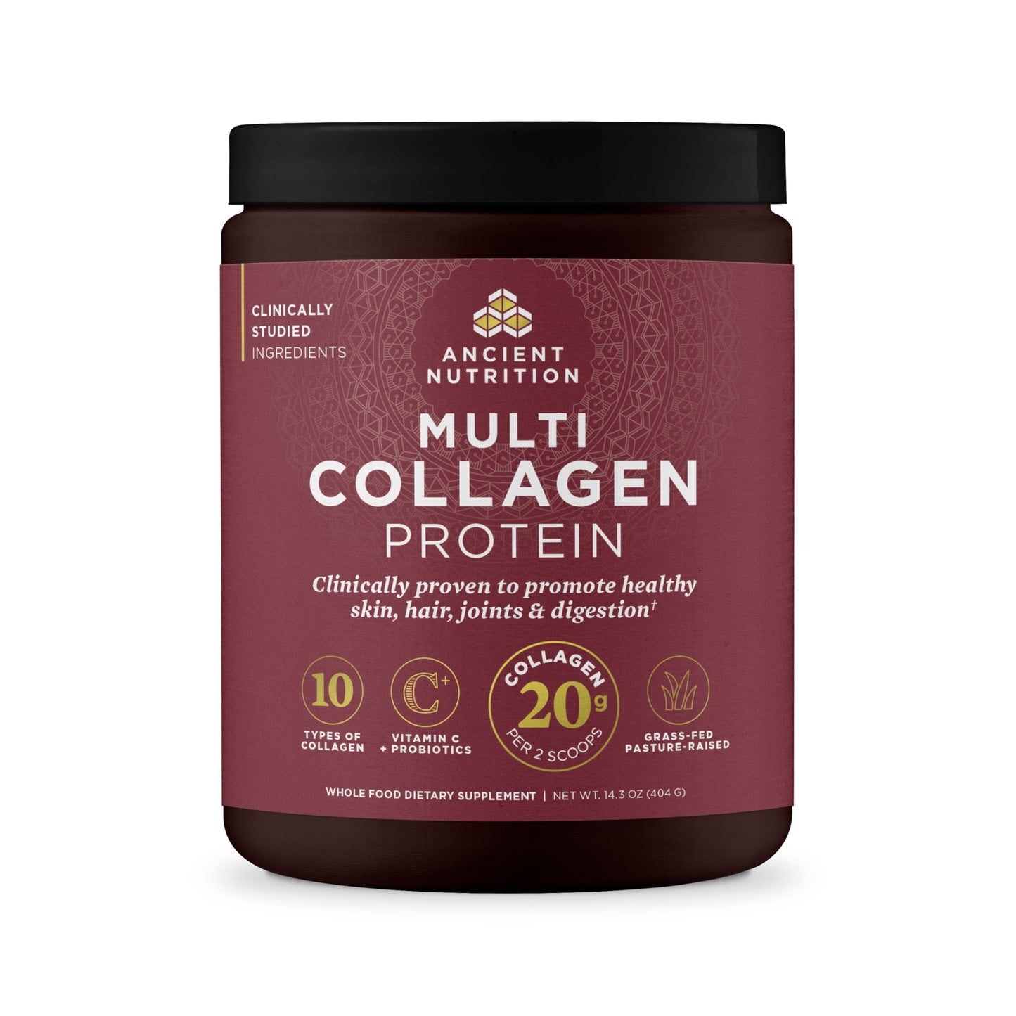 Ancient Nutrition Hydrolyzed Collagen Peptides Powder with Probiotics, Chocolate Multi Collagen Protein for Women and Men with Vitamin C, 24 Servings, Supports Skin and Nails, Gut Health, 10oz