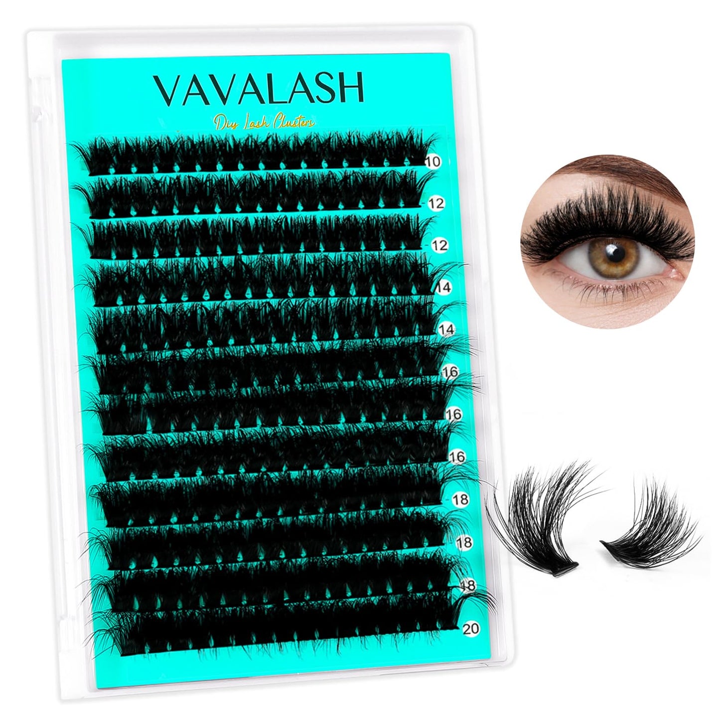 VAVALASH DIY Lash Extension Kit 280 Clusters Individual Lashes Kit 30D 40D 0.07D-10-16mm Lash Clusters, Lash Bond and Seal, Lash Tweezer for DIY Eyelash Extension at Home（Kit-30D+40D-0.07D-10-16MIX）