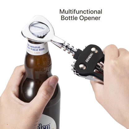 Wine Opener, Zinc Alloy Premium Wing Corkscrew Wine Bottle Opener with Multifunctional Bottles Opener, Sharp Corkscrew with Ergonomic Non-slip Wing Handle, Upgrade