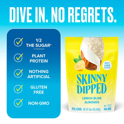 SkinnyDipped Snack Attack Minis Almond Variety Pack, Healthy Snack, Plant Protein, Gluten Free, 0.46 oz Mini Bags, Pack of 25