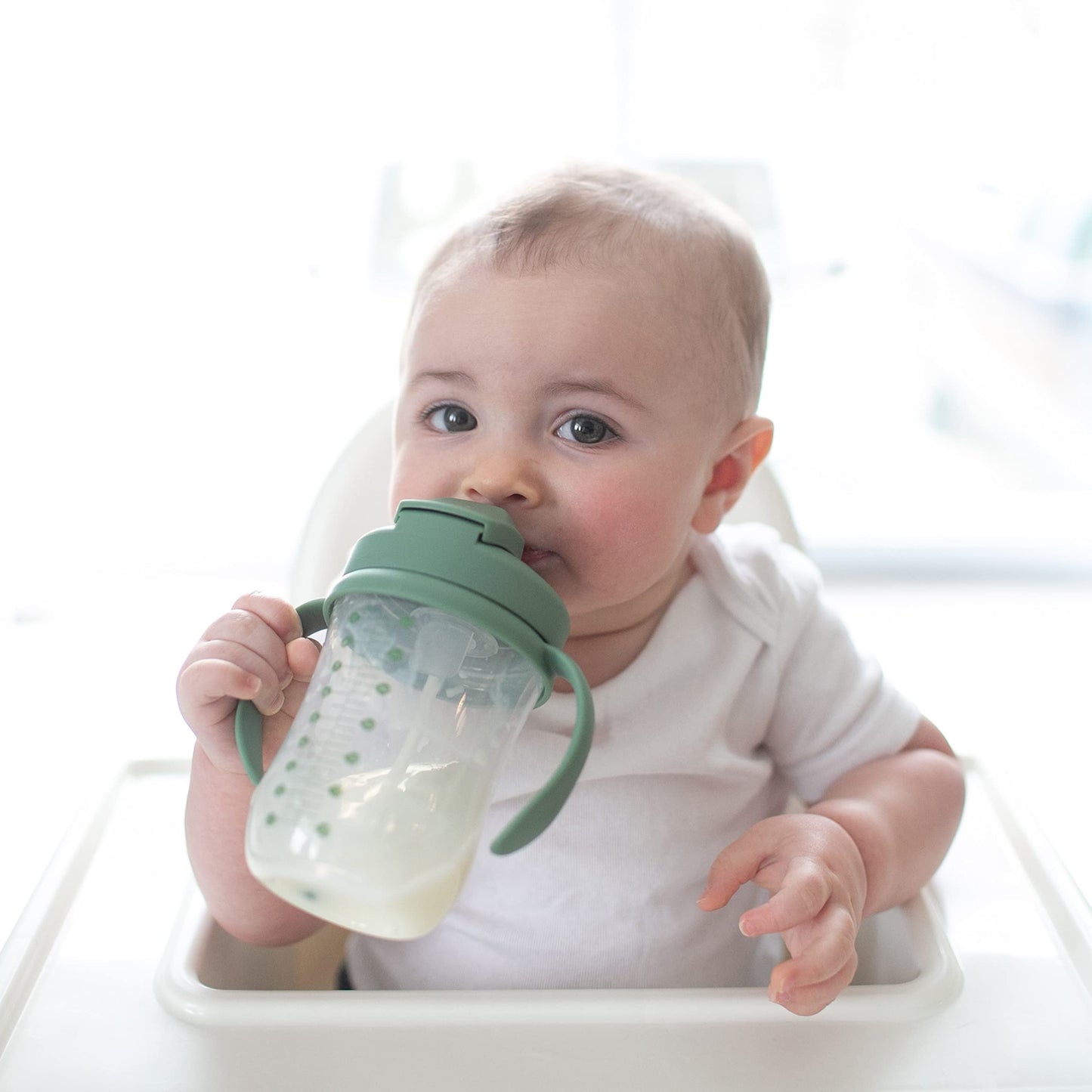 Dr. Brown’s Milestones Baby’s First Straw Cup, Training Cup with Weighted Straw, Dark Blue, 6m+