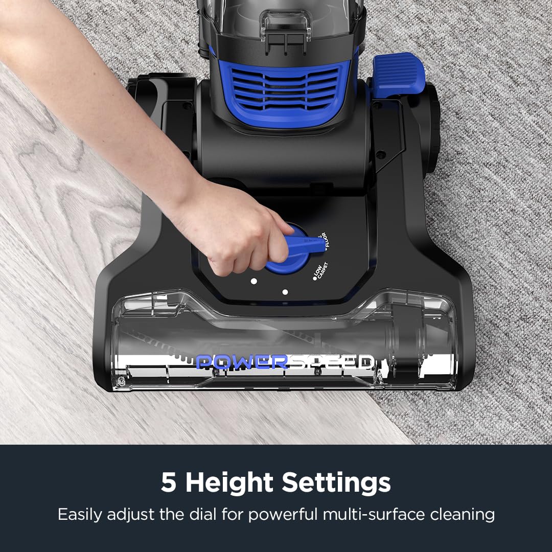 Eureka Lightweight Powerful Upright Vacuum Cleaner for Carpet and Hard Floor, PowerSpeed, New Model,Blue,black/New Model