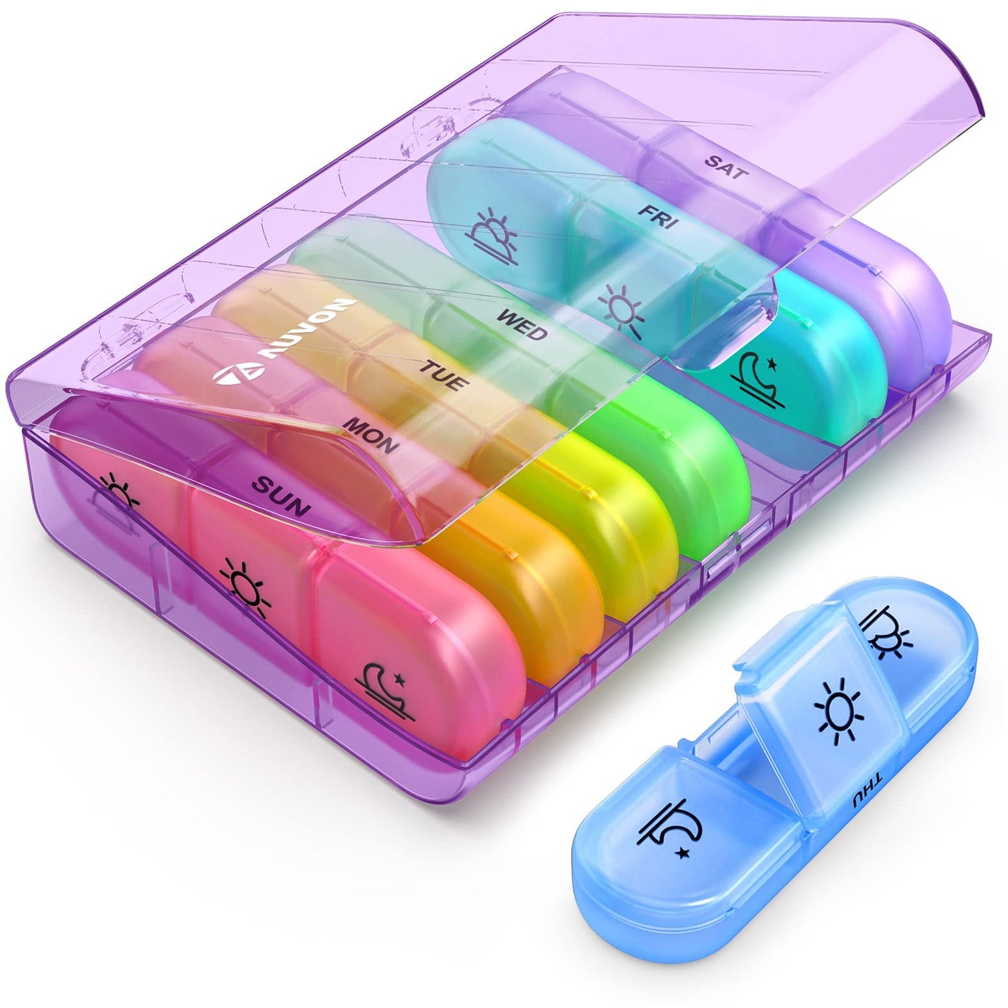 AUVON Weekly Pill Organizer 3 Times a Day, Large 7 Day Pill Box 3 Times a Day with Separate Container, Portable Pill Case for Medication, Vitamins, Fish Oil and Supplements