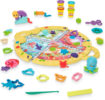 Play-Doh Fold & Go Playmat Starter Set with 19 Accessories, Preschool Toys for 3 Year Old Girls & Boys & Up, Kids Arts & Crafts