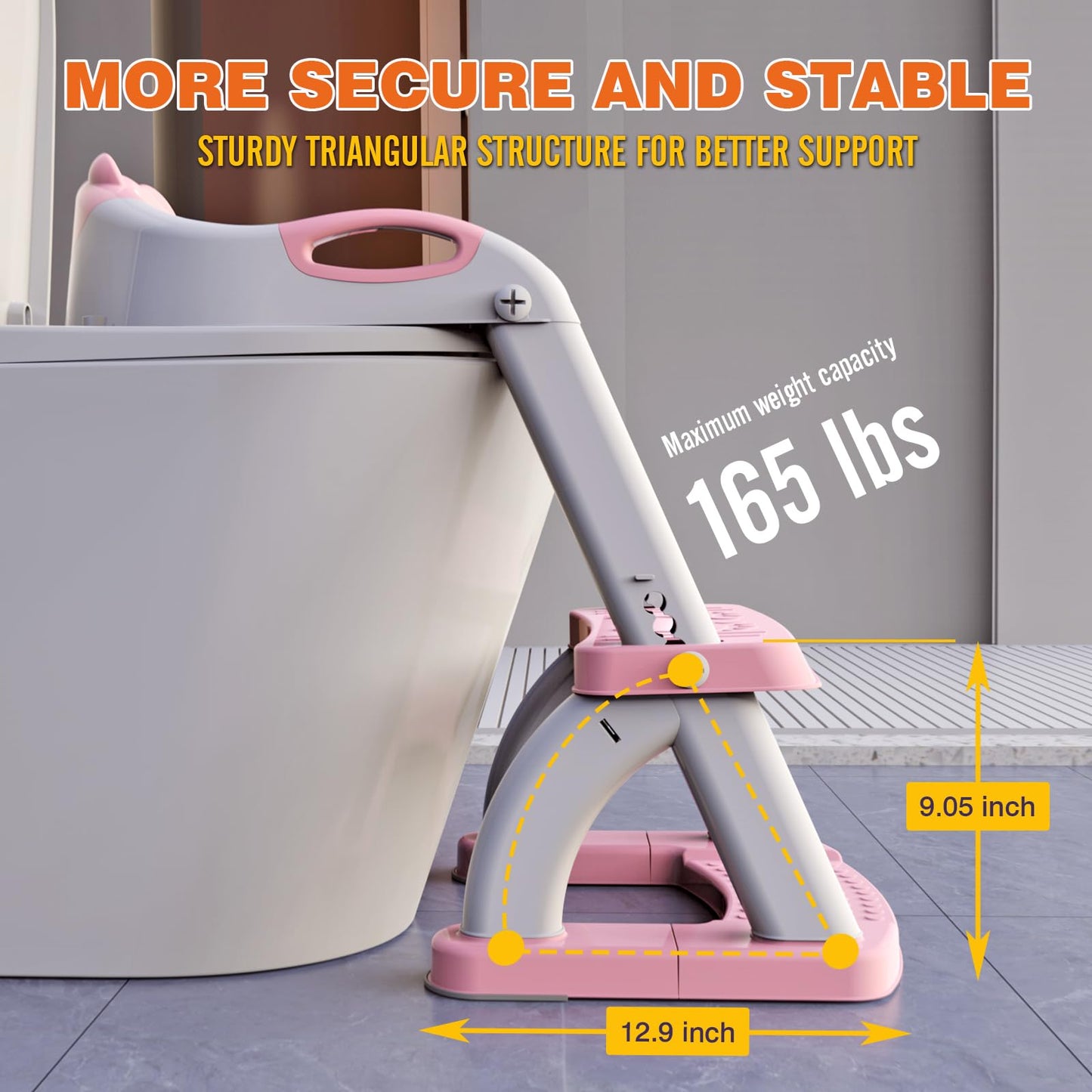 Toilet Potty Training Seat with Step Stool Ladder,SKYROKU Training Toilet for Kids Boys Girls Toddlers-Comfortable Safe Potty Seat with Anti-Slip Pads Ladder (Grey)