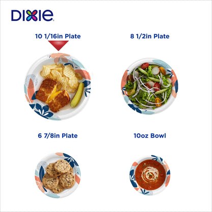 Dixie Large Paper Plates, 10 Inch, 86 Count, 2X Stronger*, Microwave-Safe, Soak-Proof, Cut Resistant, Disposable Plates For Everyday Breakfast, Lunch, & Dinner Meals