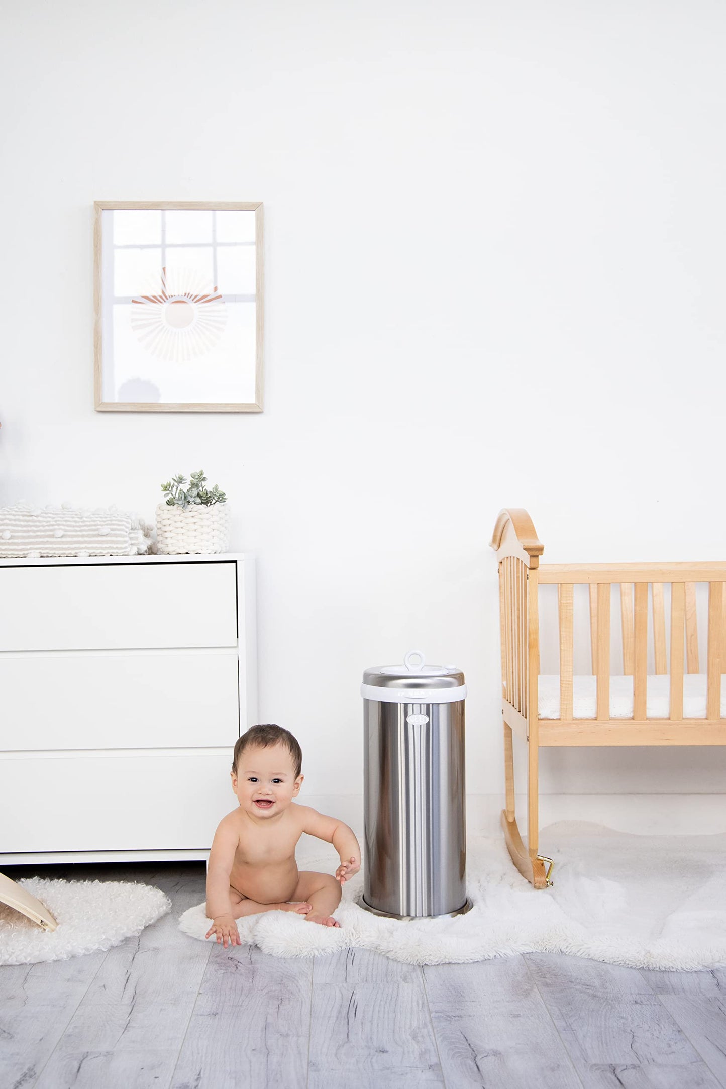 Ubbi Steel Diaper Pail, Odor Locking, No Special Bag Required, Award-Winning, Registry Must-Have, White