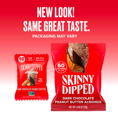 SkinnyDipped Snack Attack Minis Almond Variety Pack, Healthy Snack, Plant Protein, Gluten Free, 0.46 oz Mini Bags, Pack of 25