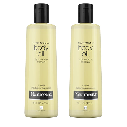 Neutrogena Body Oil Light Sesame Formula, Dry Skin Moisturizer & Hydrating Body Massage Oil for Radiant & Healthy Looking Glow, Nourishing Oil for Sheer Moisture, Twin Pack, 2 x 16 fl. oz