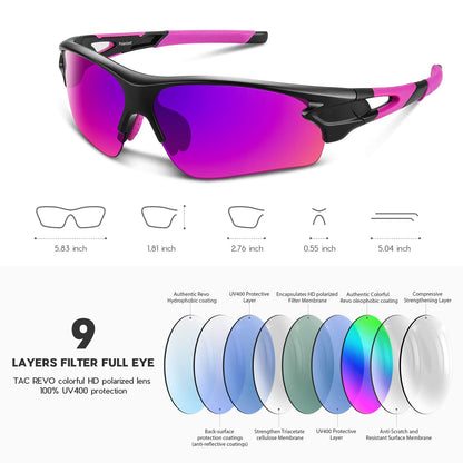 BEACOOL Polarized Sports Sunglasses for Men Women Youth Baseball Fishing Cycling Running Golf Motorcycle Tac Glasses UV400