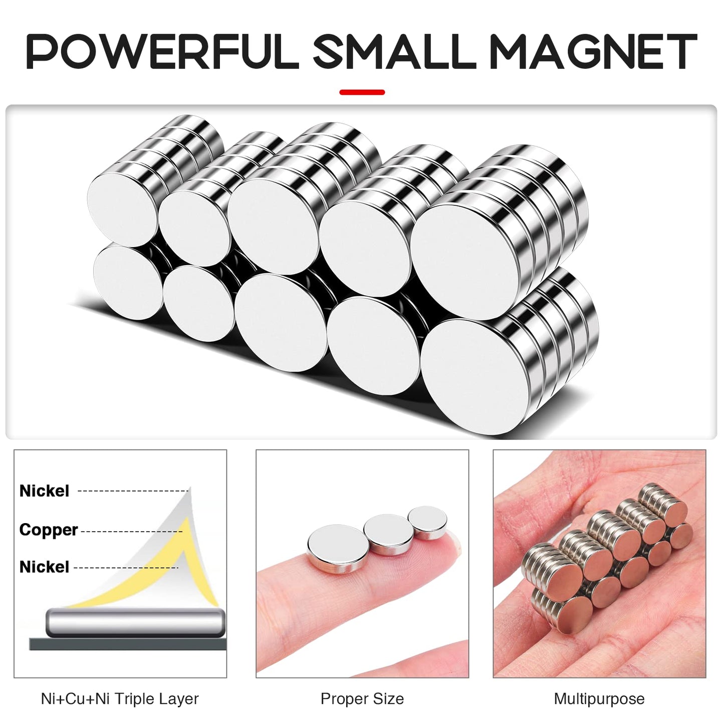 Refrigerator Magnets 50 Pcs, 10x3mm Tiny Round Disc Small, Muti-use Premium Neodymium Fridge Magnets Rare Earth, Whiteboard Magnets for Crafts, DIY, Office, Dry Erase Board.