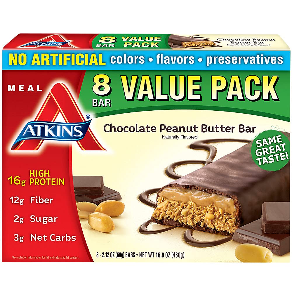 Atkins Endulge Caramel Nut Chew Bar, Dessert Favorite, 1g Sugar, Good Source of Fiber, Low Sugar, 10 Count