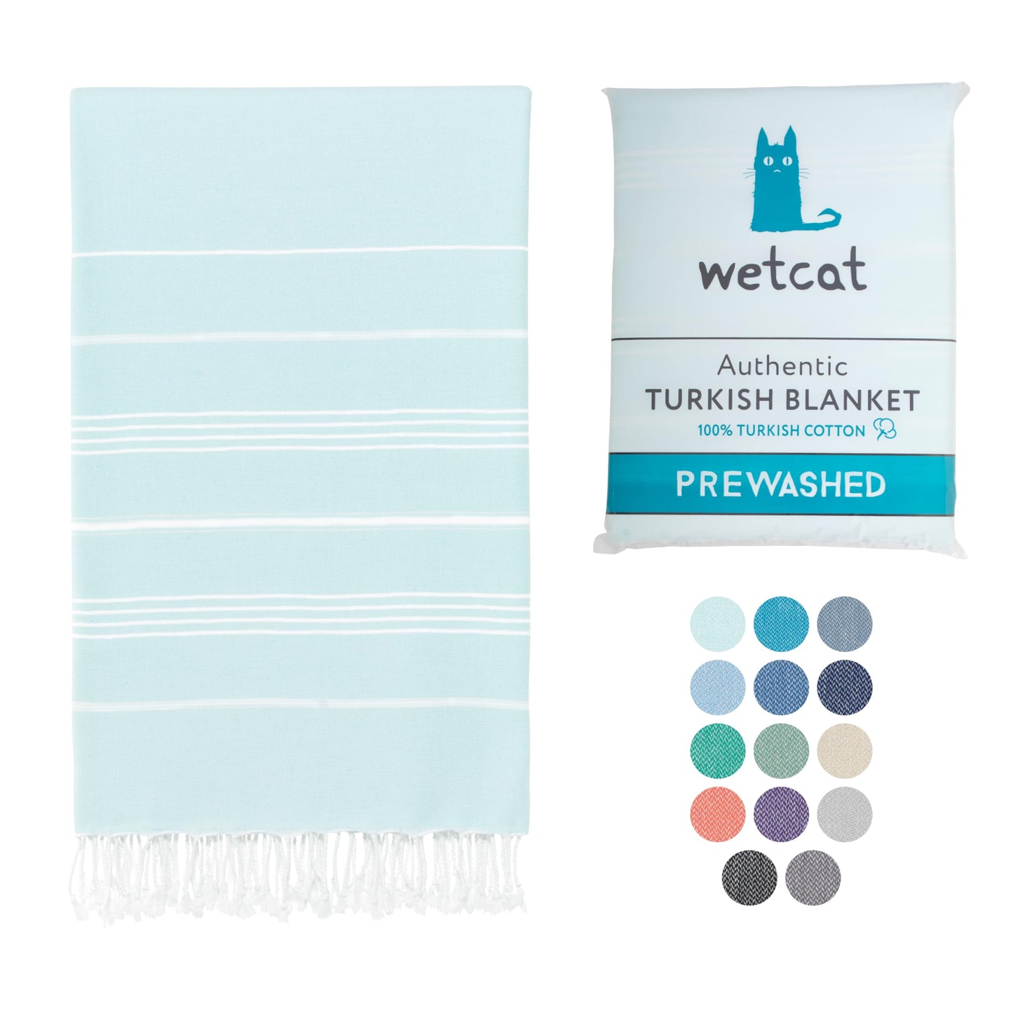 WETCAT Turkish Beach Towel Oversized 38x71 100% Cotton Sand Free Quick Dry Extra Large Light Travel Towel for Adults Beach Accessories Gifts (Blue, Beach Towel (38" x 71"))