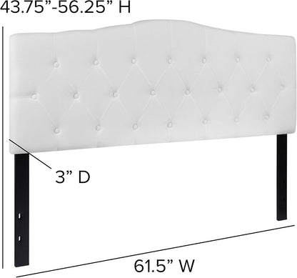 EMMA + OLIVER Tufted Upholstered Queen Size Headboard in White Fabric