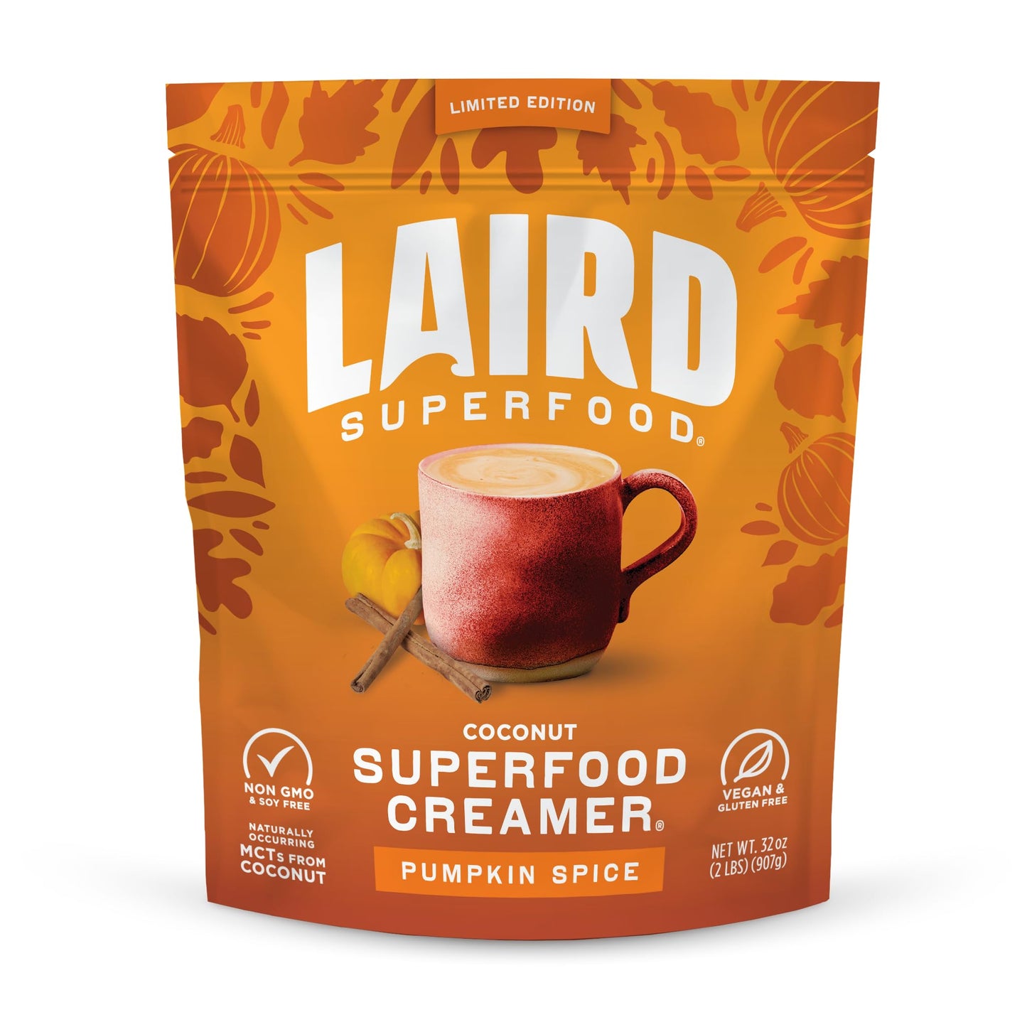 Laird Superfood Non-Dairy Superfood Creamer - Coconut Powder Coffee Creamer - Sweet & Creamy - Gluten Free, Non-GMO, Vegan - 16 oz. Bag, Pack of 1