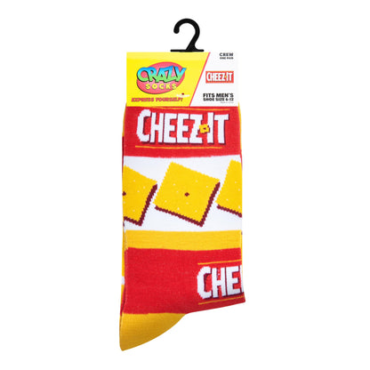 Crazy Socks for Men, Ritz Cracker, Funny Snack Food Novelty Print, Crew, Large