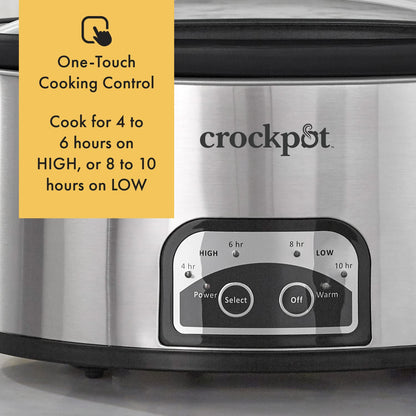 Crock-Pot Large 8-Quart Programmable Slow Cooker with Auto Warm Setting, Black Stainless Steel, Includes Cookbook (Pack of 1)