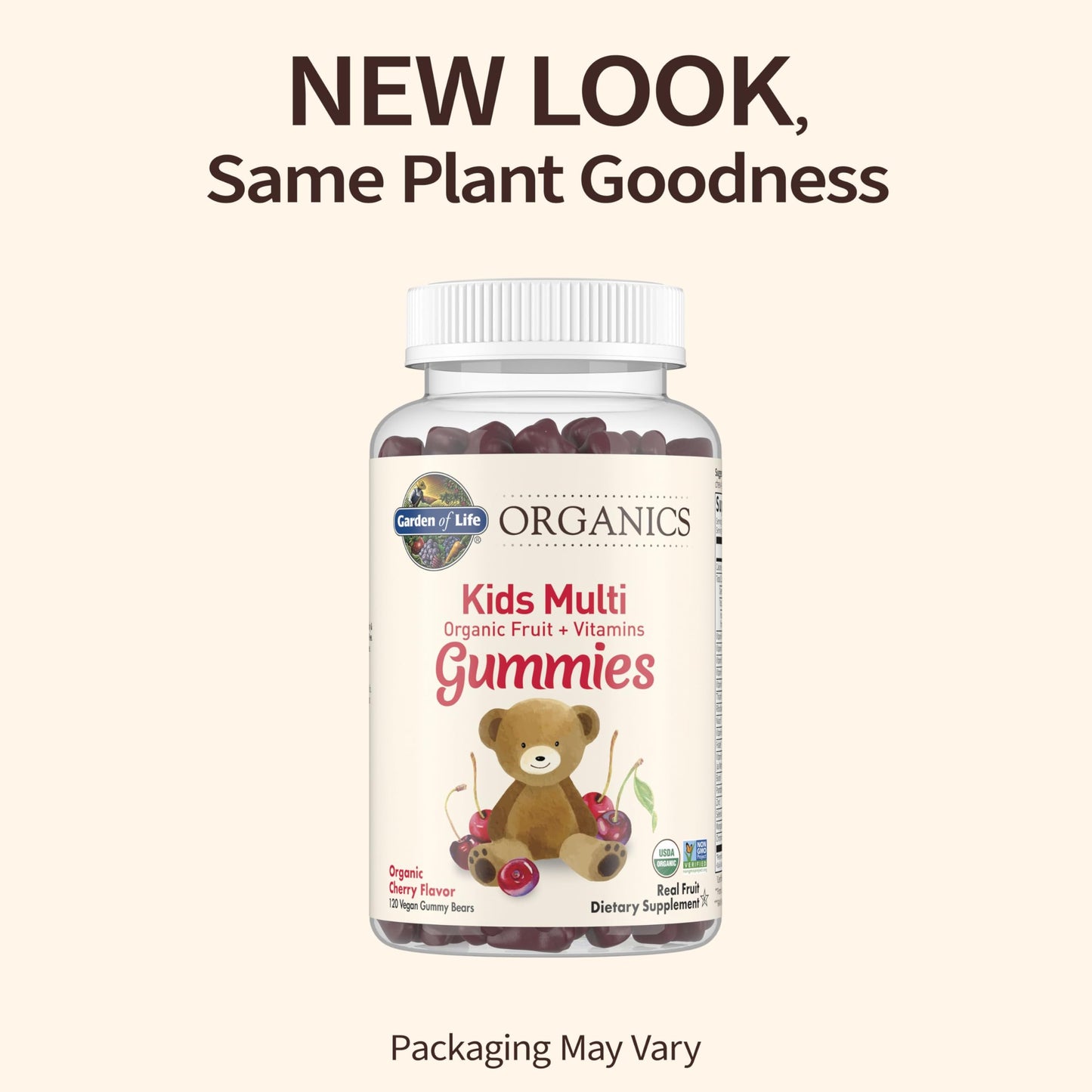 Garden of Life Organics Kids Gummy Vitamins - Fruit - Certified Organic, Non-GMO & Vegan Complete Children's Multi - B12, C & D3 - Gluten, Soy & Dairy Free, 120 Real Fruit Chew Gummies