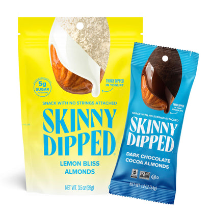 SkinnyDipped Snack Attack Minis Almond Variety Pack, Healthy Snack, Plant Protein, Gluten Free, 0.46 oz Mini Bags, Pack of 25