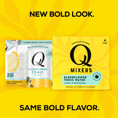 Q Mixers Tonic Water, Premium Cocktail Mixer Made with Real Ingredients, Only 45 Calories per Can, 7.5 Fl oz (Pack of 24)