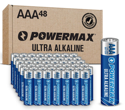 Powermax 24-Count AAA Batteries, Ultra Long Lasting Alkaline Battery, 10-Year Shelf Life, Reclosable Packaging