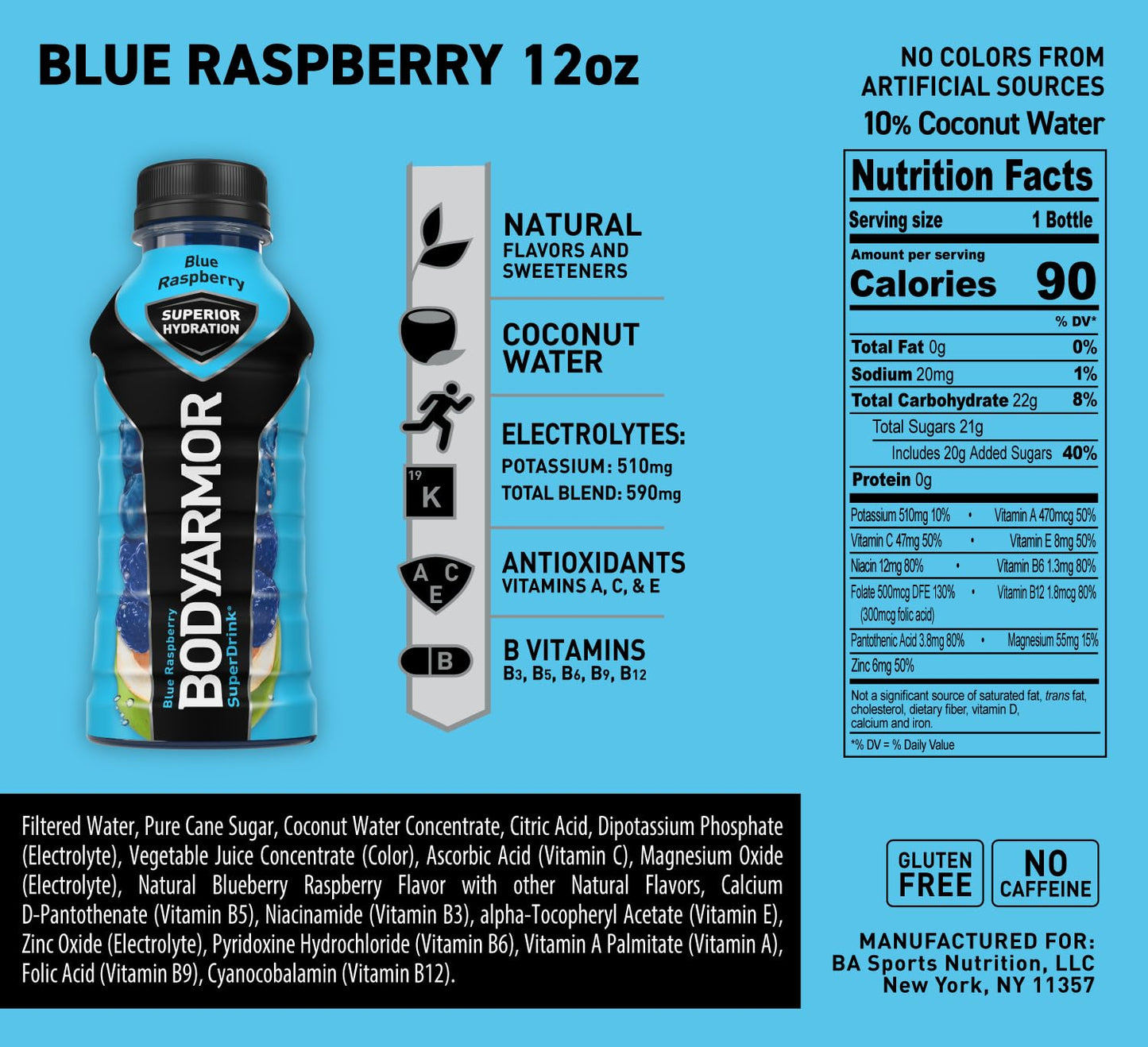 BODYARMOR Sports Drink Sports Beverage, Strawberry Banana, Coconut Water Hydration, Natural Flavors With Vitamins, Potassium-Packed Electrolytes, Perfect For Athletes, 12 Fl Oz (Pack of 8)