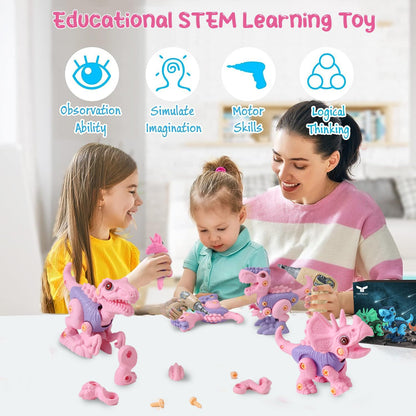 FREE TO FLY Kids Toys Stem Dinosaur Toy: Take Apart Toys for kids 3-5 Learning Educational Building Sets with Electric Drill Birthday Gifts for Toddlers Boys Girls Age 3 4 5 6 7 8 Year Old