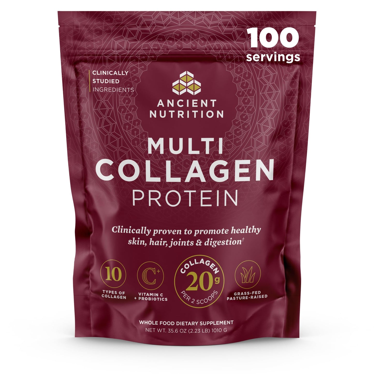 Ancient Nutrition Hydrolyzed Collagen Peptides Powder with Probiotics, Chocolate Multi Collagen Protein for Women and Men with Vitamin C, 24 Servings, Supports Skin and Nails, Gut Health, 10oz