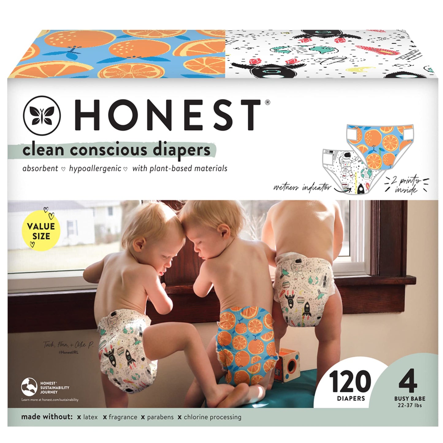 The Honest Company Clean Conscious Diapers | Plant-Based, Sustainable | Above It All + Pandas | Club Box, Size Newborn, 72 Count