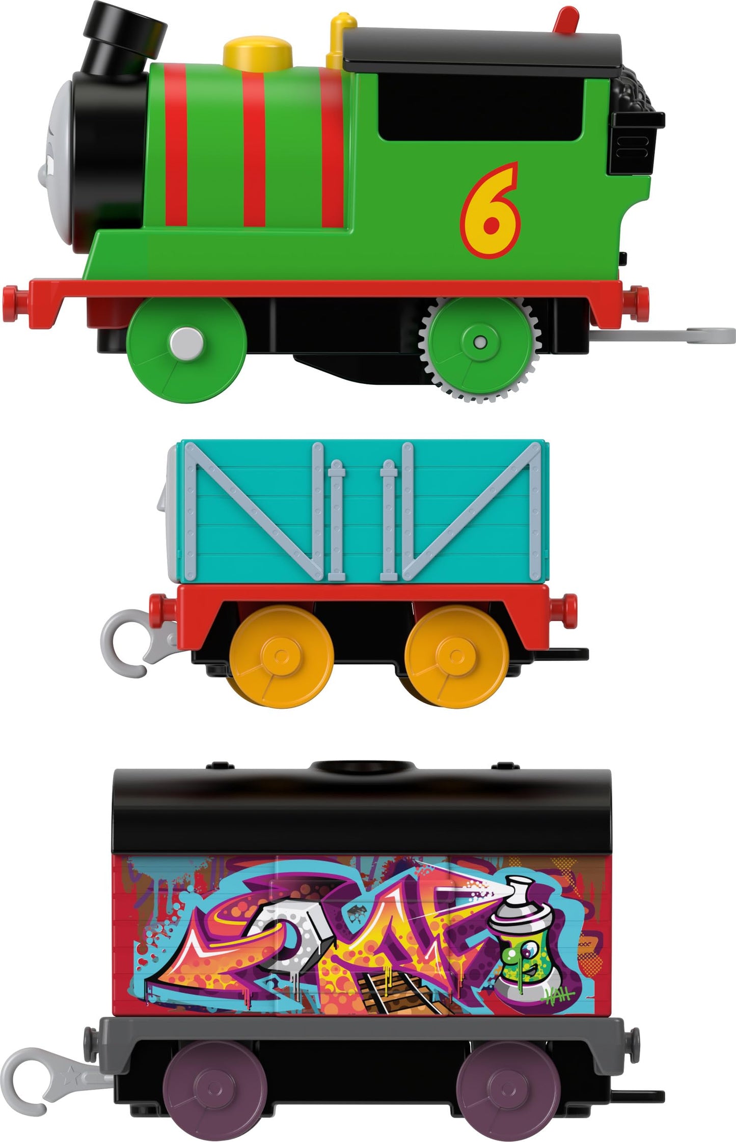 Thomas & Friends Motorized Toy Train Graffiti James Battery-Powered Engine with Tender & Cargo Car for Pretend Play Preschool Kids Ages 3+ Years