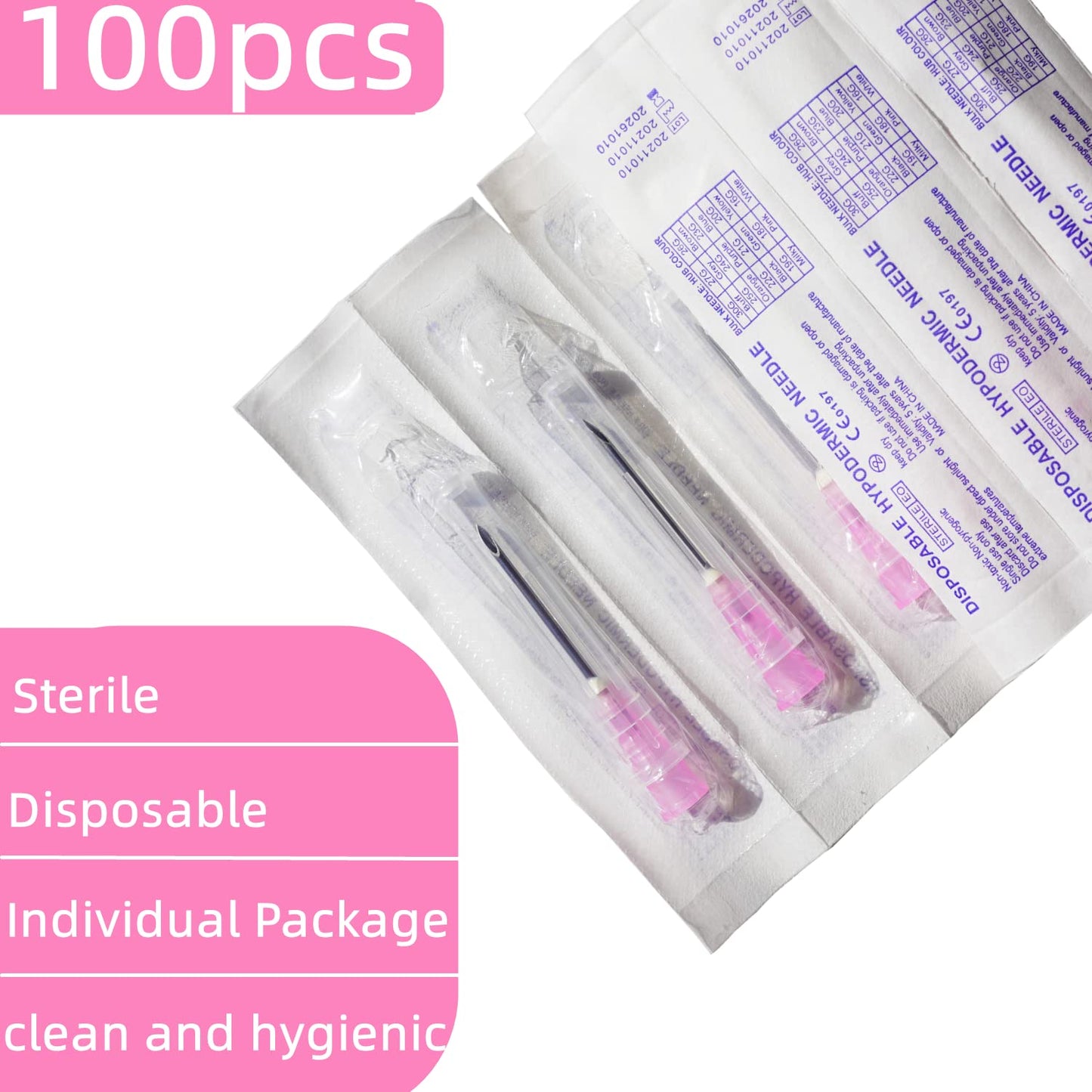 100 Pack 18Ga 1 Inch Sterile Disposable Injection Needle with Cap for Scientific and Industrial Dispensing Needl Accessories