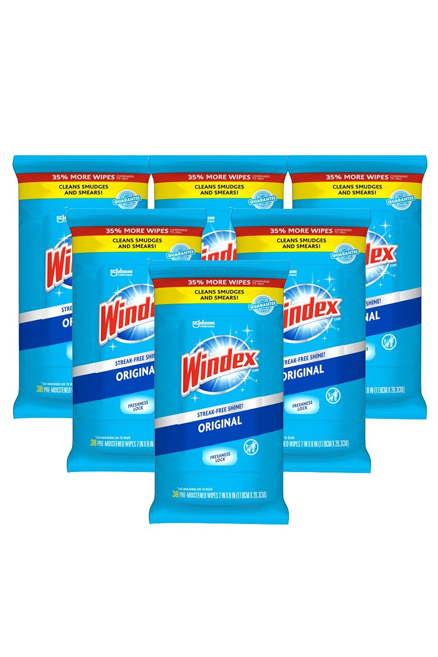 Windex Glass and Surface Pre-Moistened Wipes, Original, 38 Count