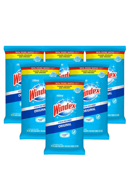 Windex Glass and Surface Pre-Moistened Wipes, Original, 38 Count