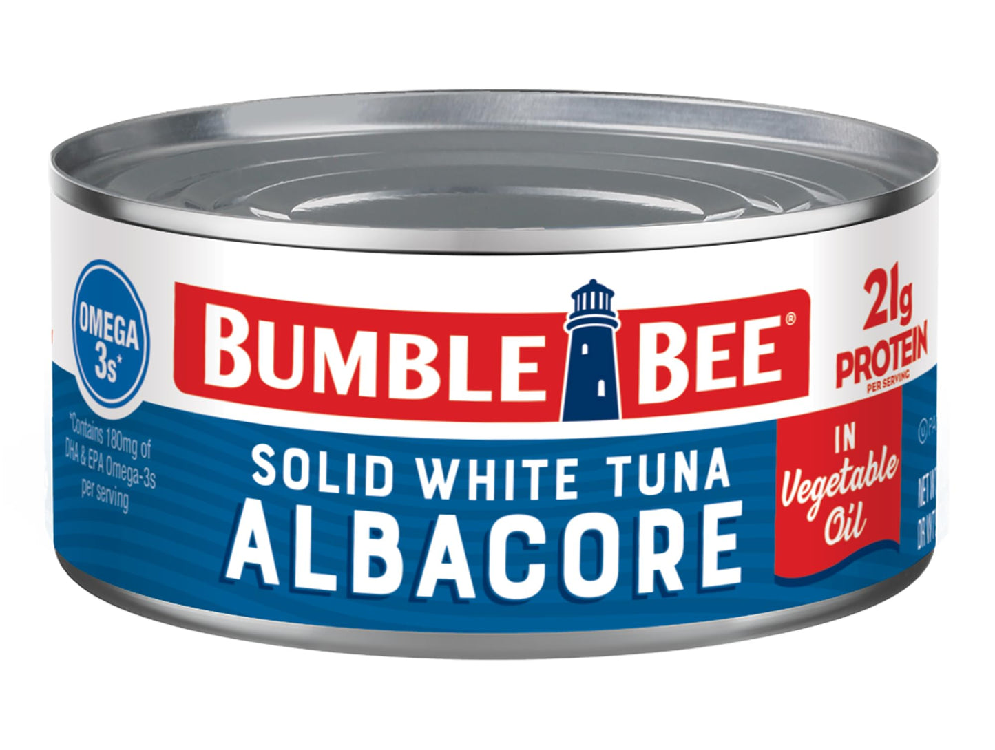 Bumble Bee Solid White Albacore Tuna in Water, 5 oz Can (Pack of 8) - Wild Caught Tuna - 29g Protein per Serving, High in Omega-3s - Non-GMO Project Verified, Gluten Free, Kosher