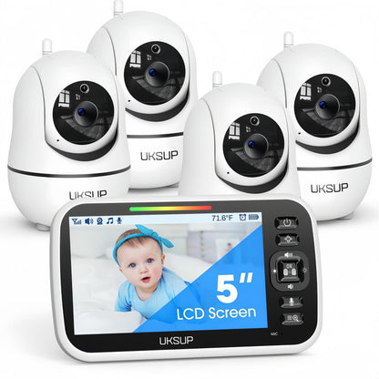 Baby Monitor with Camera and Audio - 5” Display Video Baby Monitor with 29 Hour Battery Life, Remote Pan & Tilt, 2X Zoom,Auto Night Vision, 2 Way Talk, Temperature Sensor,Lullabies,960 Feet Range