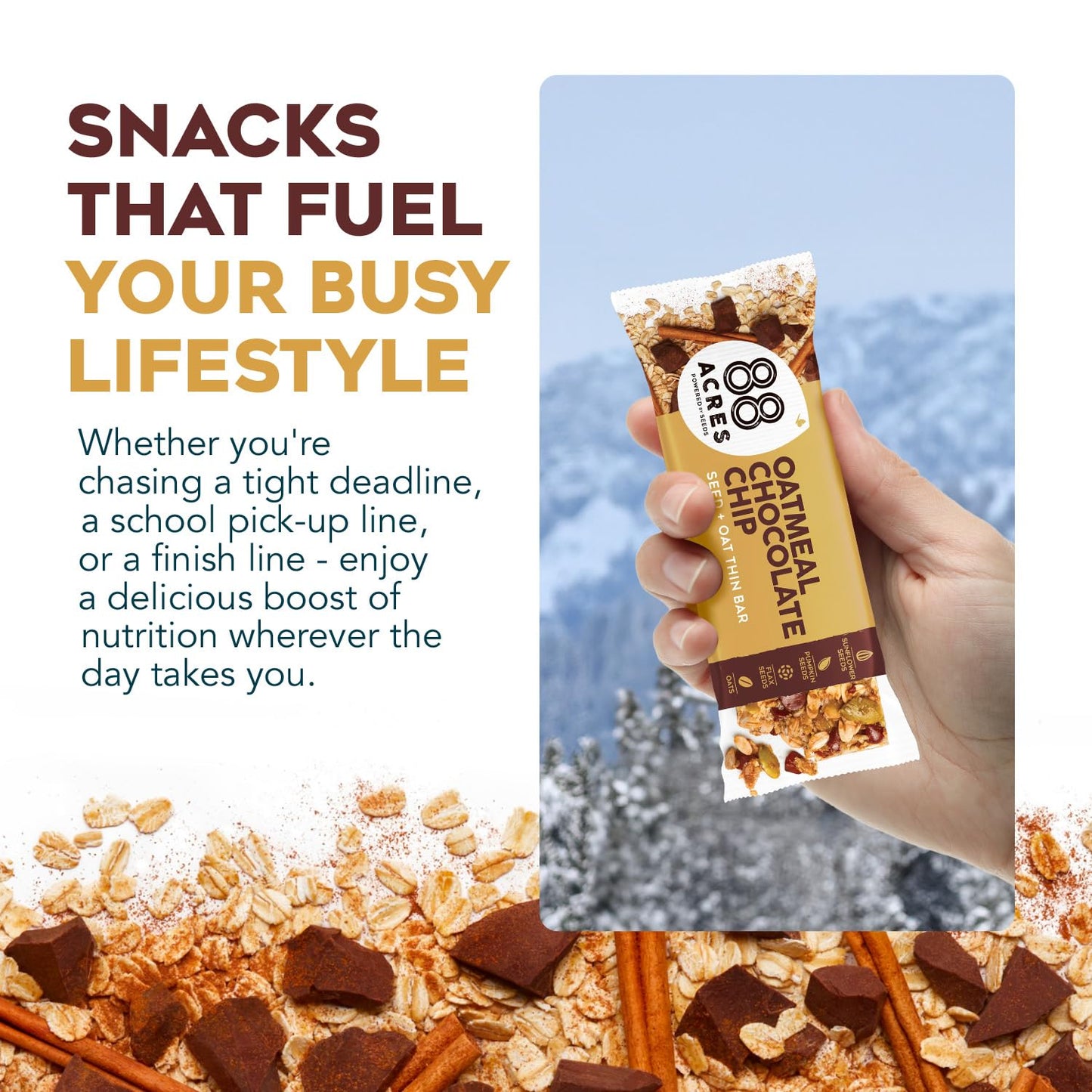 88 Acres Granola Bars | Dark Chocolate Sea Salt | Gluten Free, Nut-Free Oat and Seed Snack Bar | Vegan & Non GMO | 12 Pack