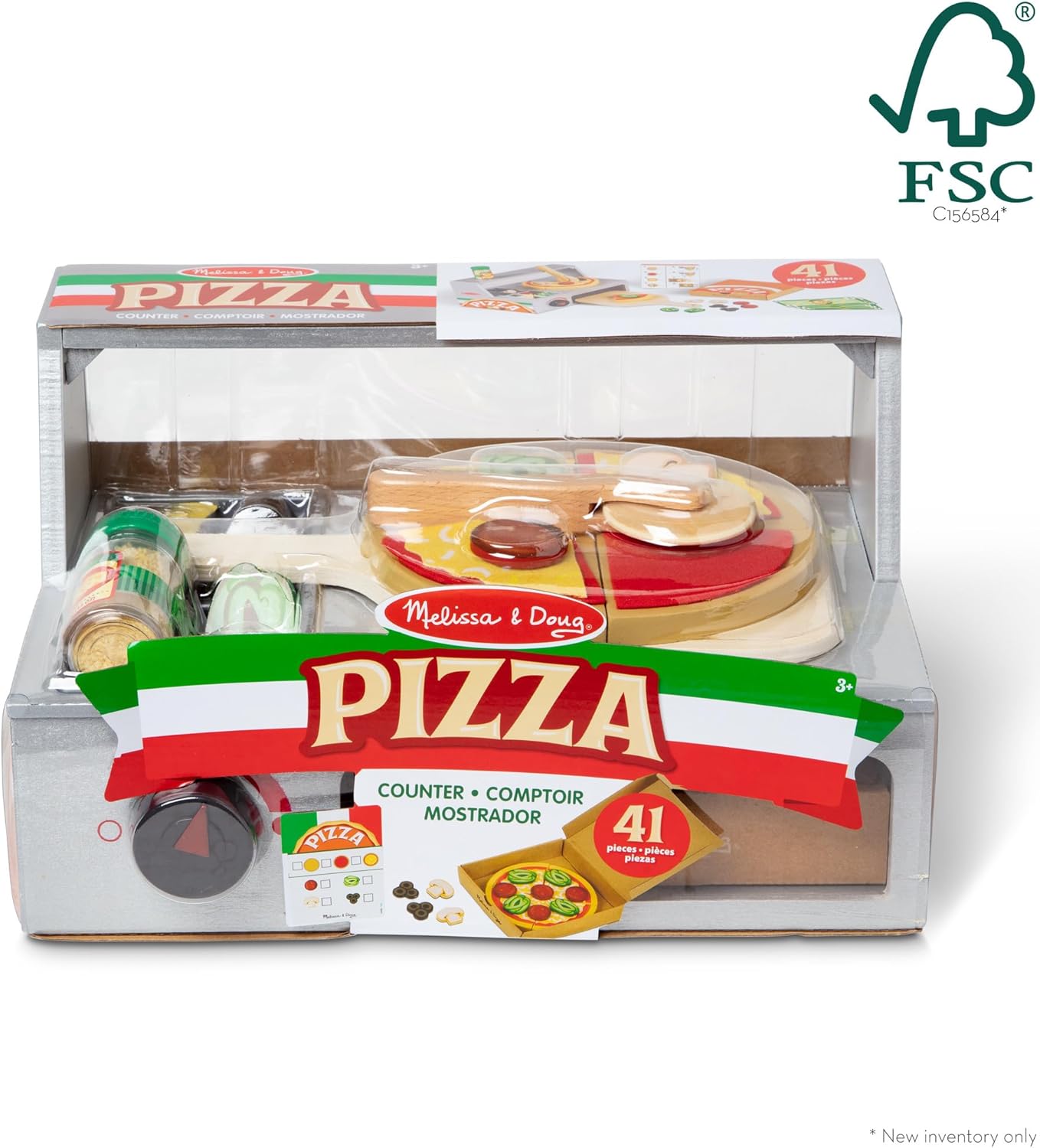 Melissa & Doug Top & Bake Wooden Pizza Counter Play Set (41 Pcs) - FSC Certified