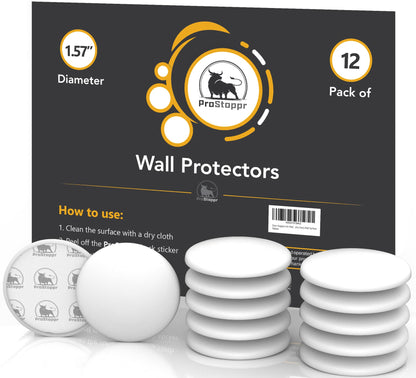 White Door Stoppers - Large 3.15" (4 PCS) - Door Stoppers for Wall with Strong Back Adhesive - Quiet and Shock Absorbent Silicone Wall Protectors from Door Knobs - Protects Every Wall Surface