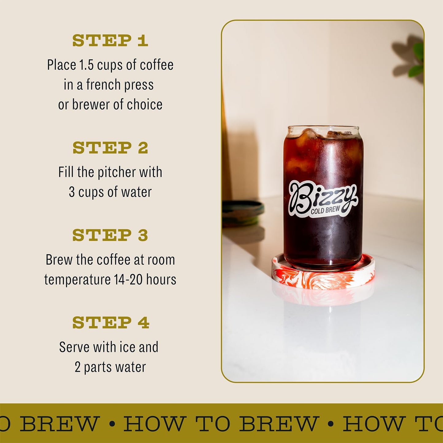 Bizzy Organic Cold Brew Coffee | Smooth & Sweet Blend | Coarse Ground Coffee | Micro Sifted | Specialty Grade | 100% Arabica | 1 LB