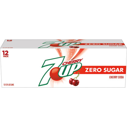 7UP Cherry Zero Sugar Soda, 12 fl oz cans (Pack of 12)