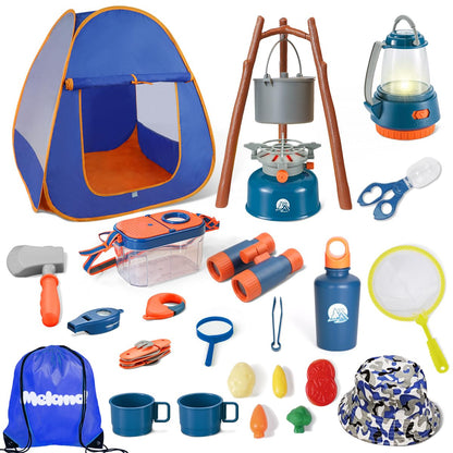 Meland Kids Camping Set with Tent - Toddler Toys for Boys with Campfire, Camping Toys for Kids Indoor Outdoor Pretend Play, Gift Idea for Boys Age 3,4,5,6 Year Old Birthday Christmas (Green)