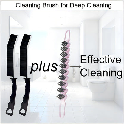 Crevice Cleaning Brush Hard Bristle Grout Brush Scrub Brush Toilet Brush Cleaning Tools Cleaning Supplies for Household Use Bathroom Kitchen 3 Pcs (Black&White)