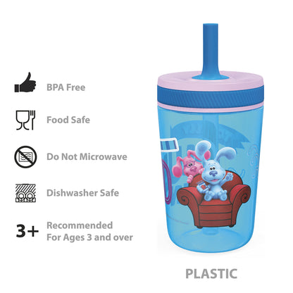 Zak Designs 15oz Bluey Kelso Tumbler Set, BPA-Free Leak-Proof Screw-On Lid with Straw Made of Durable Plastic and Silicone, Perfect Bundle for Kids, 2 Count (Pack of 1)