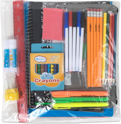 Trail maker 45 Piece School Supply Kit Grades K-12 - School Essentials Includes Folders Notebooks Pencils Pens and Much More!